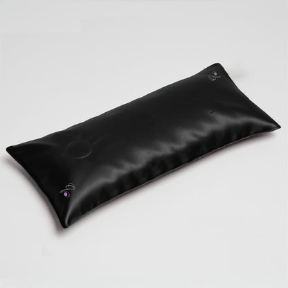 Pillowsforeplay Bolero Black Satin Slip- Photographed from a high angle #variant:slip-color-black-satin-slip