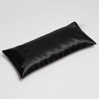 Pillowsforeplay Tango Black Satin Slip- Photographed from a high angle 