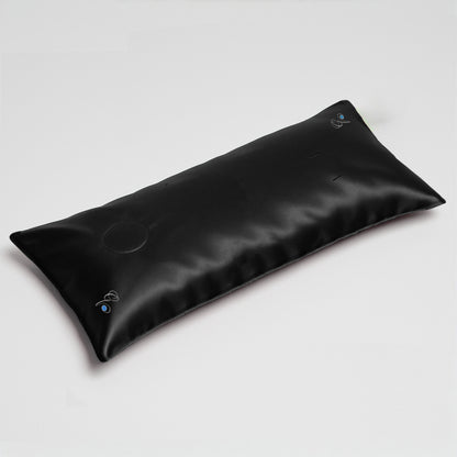 Pillowsforeplay Tango Black Satin Slip- Photographed from a high angle 