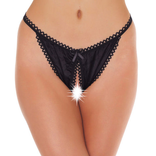 Black Crotchless Tanga. One Size