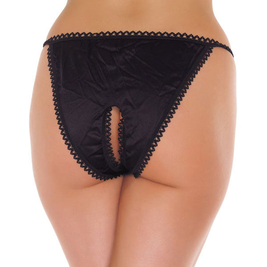 Black Crotchless Tanga. One Size